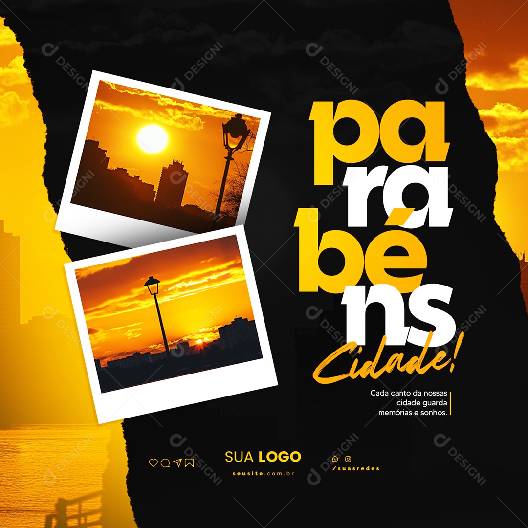 Aniversário Parabéns Cidade Social Media PSD Editável