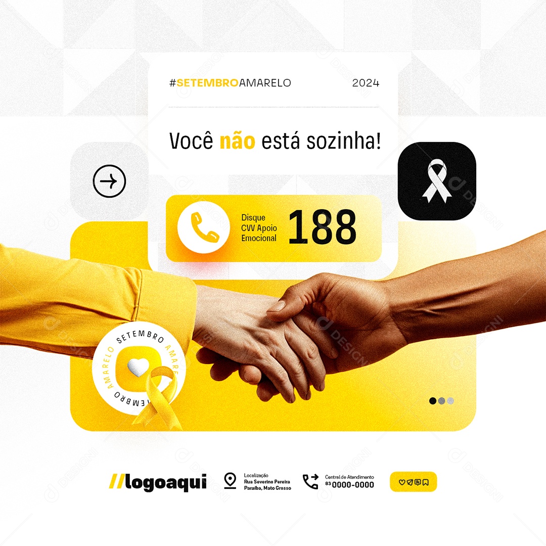 Setembro Amarelo Você Não Está Sozinha Social Media PSD Editável