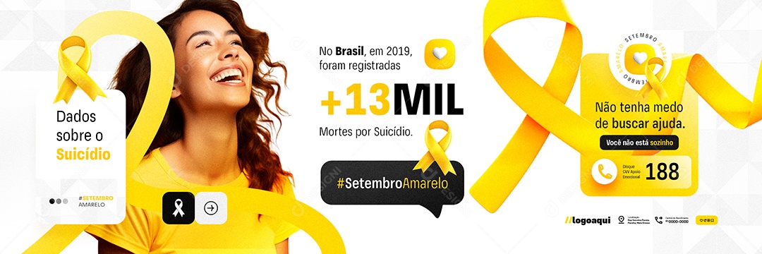 Carrossel Setembro Amarelo Não Tenha Medo de Bucar Ajuda Social Media PSD Editável