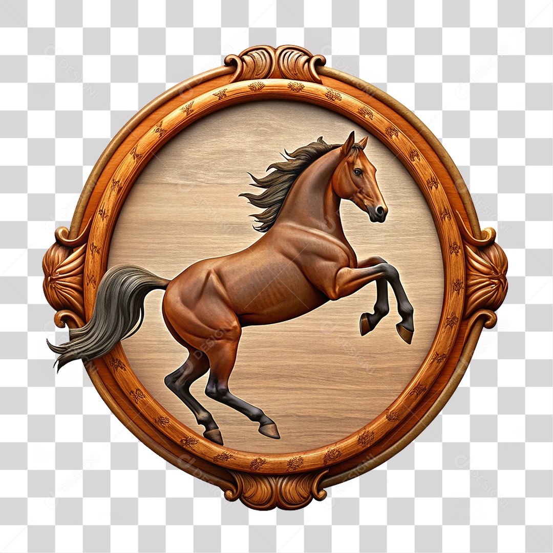 Elemento 3D Quadro de Cavalo PNG Transparente