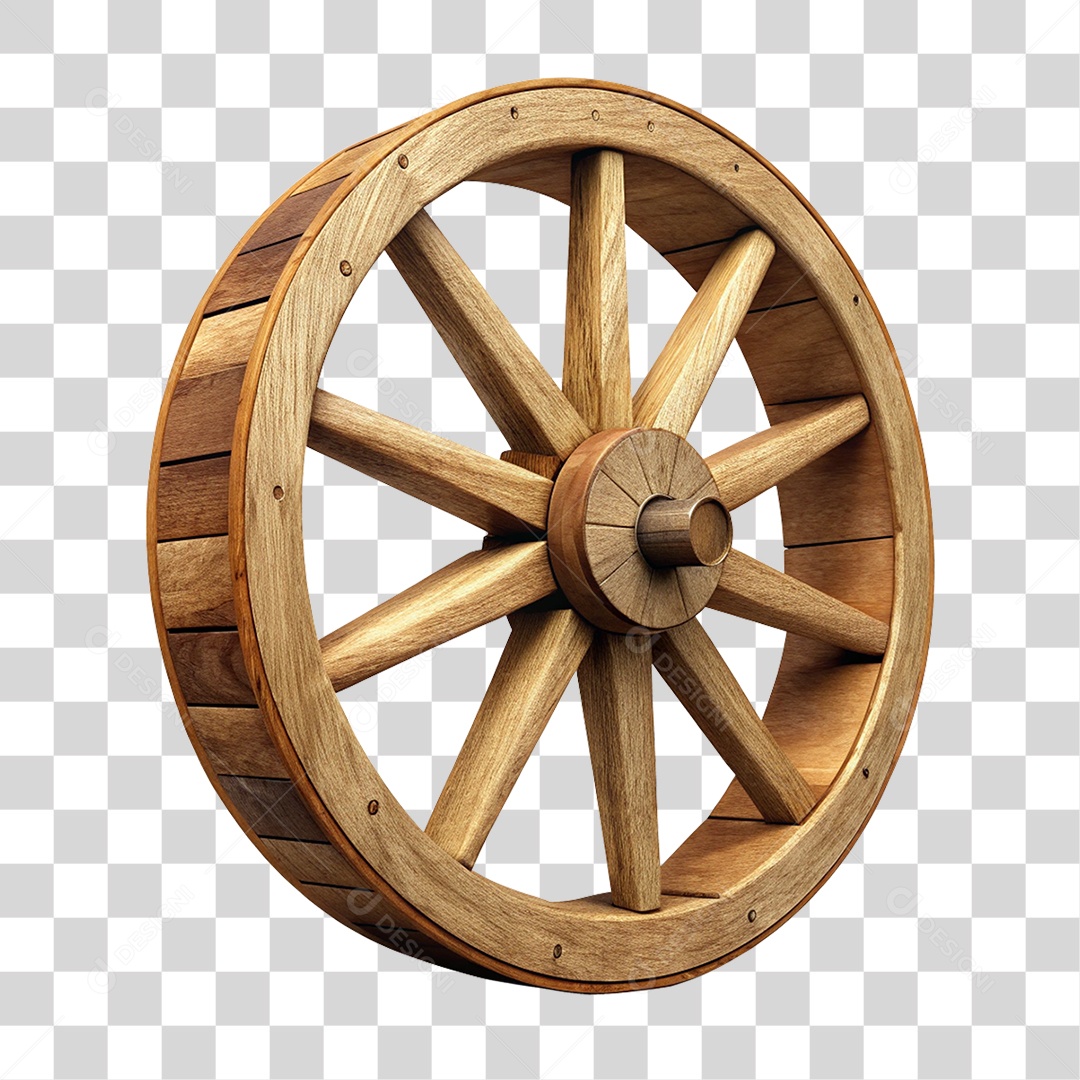 Elemento 3D Roda de Madeira PNG Transparente