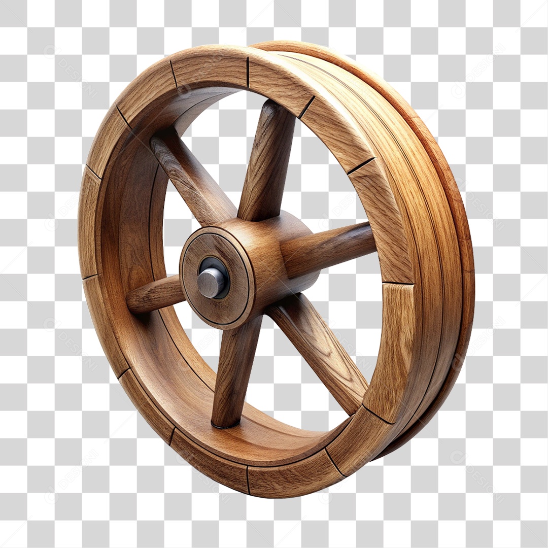 Elemento 3D Roda de Madeira PNG Transparente