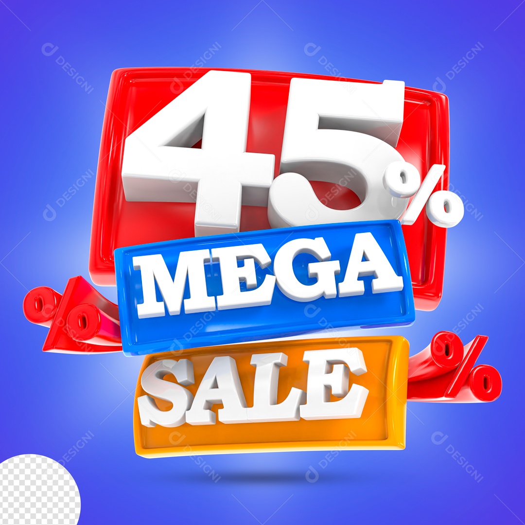 Mega Sale 45% Selo 3D para Composição PSD