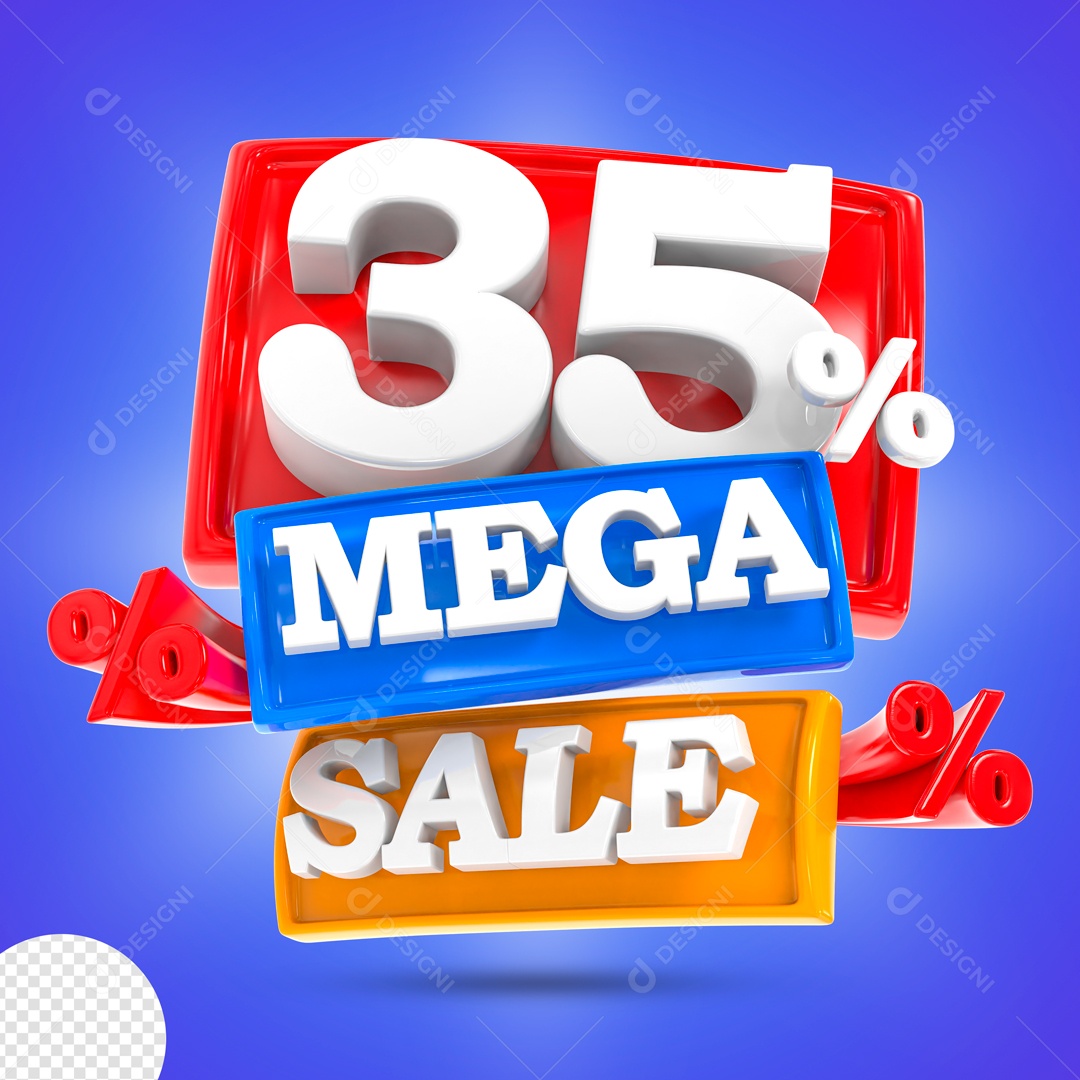 Mega Sale 35% Selo 3D para Composição PSD