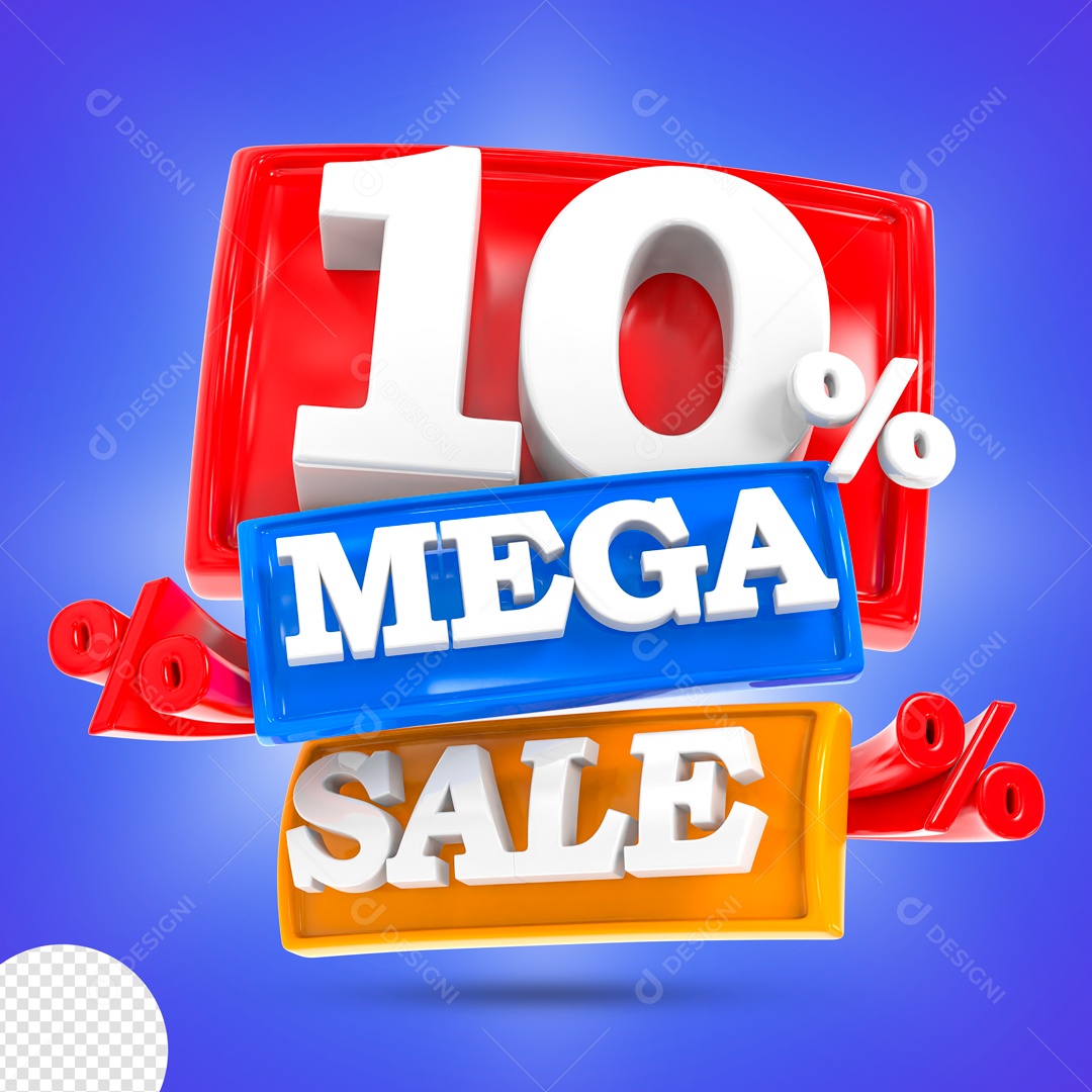 Mega Sale 10% Selo 3D para Composição PSD