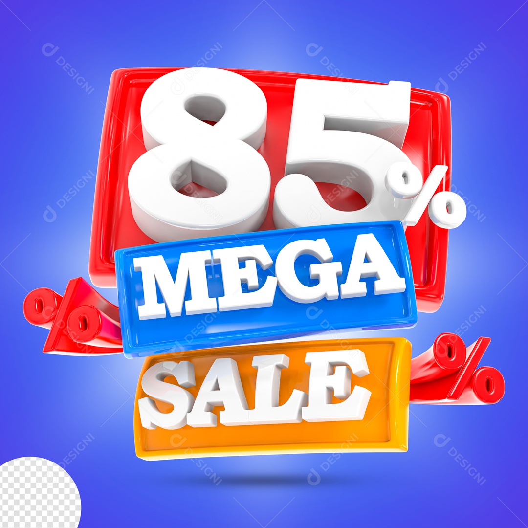 Mega Sale 85% Selo 3D para Composição PSD