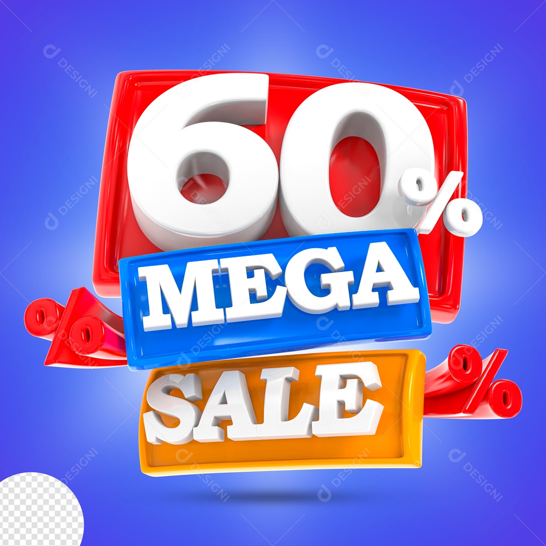 Mega Sale 60% Selo 3D para Composição PSD