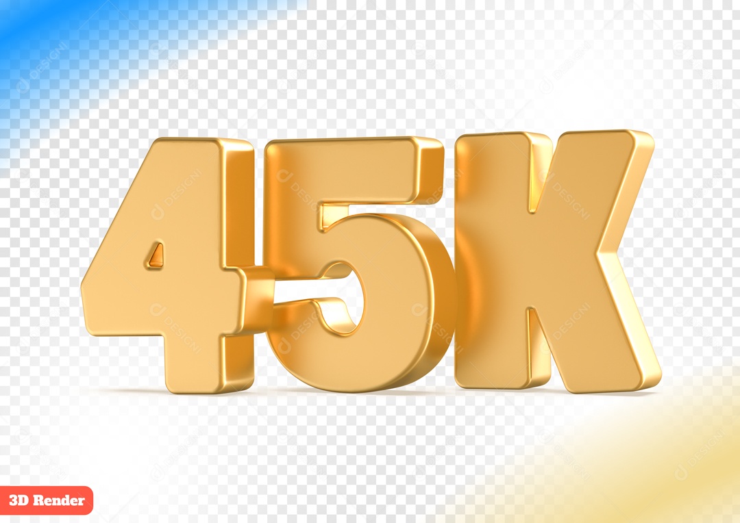 Followers 45K Gold 3D Element for PSD Composition
