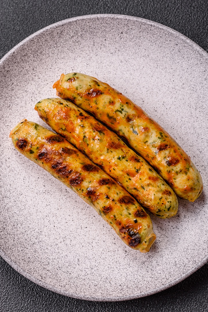 Salsicha vegana sobre prato de cerâmica