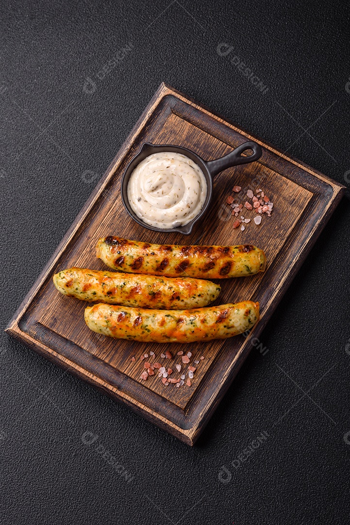 Salsicha vegetariana com molho ao lado