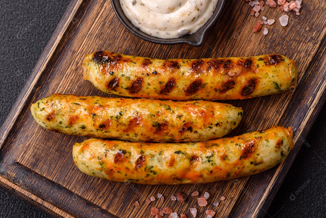 Salsicha vegetariana com molho ao lado