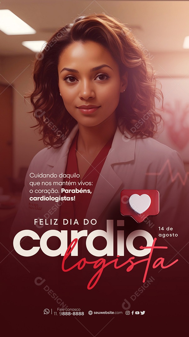 Story Dia do Cardiologista 14 de Agosto Cuidando Daquilo que nos Mantém Vivos Social Media PSD Editável