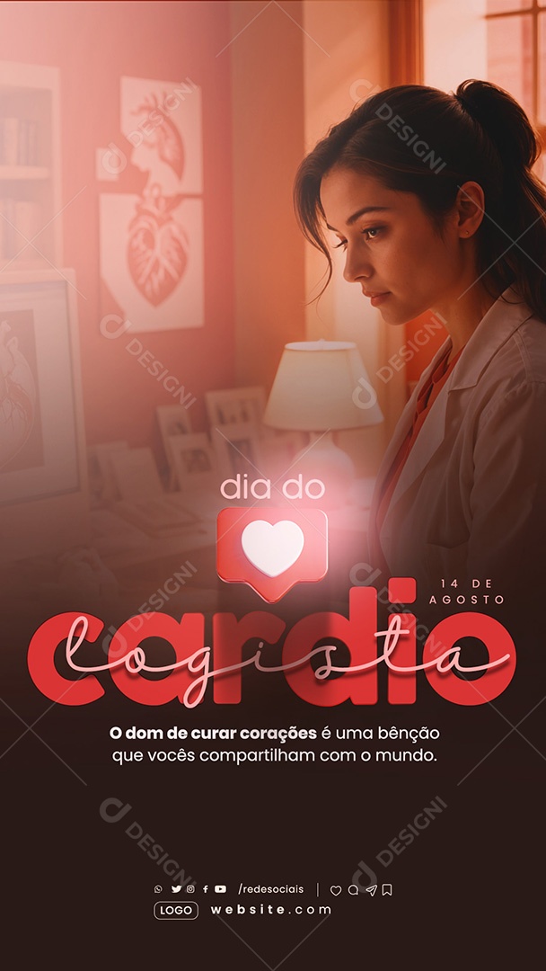 Story Dia do Cardiologista 14 de Agosto o Dom de Curar Corações Social Media PSD Editável