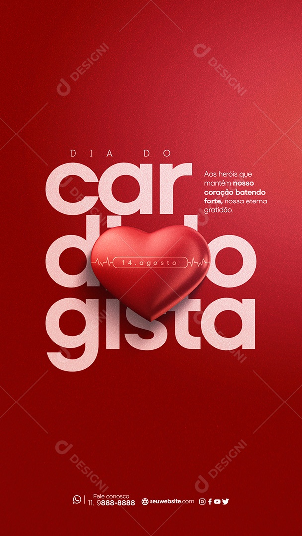 Story Dia do Cardiologista 14 de Agosto aos Heróis que Mantêm nosso Coração Social Media PSD Editável