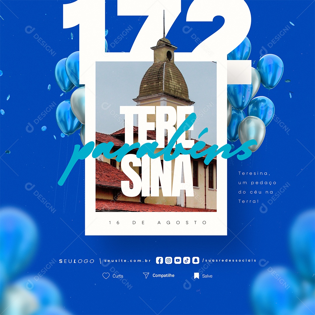 Parabéns Teresina Pelos seus 172 Anos Social Media Editável