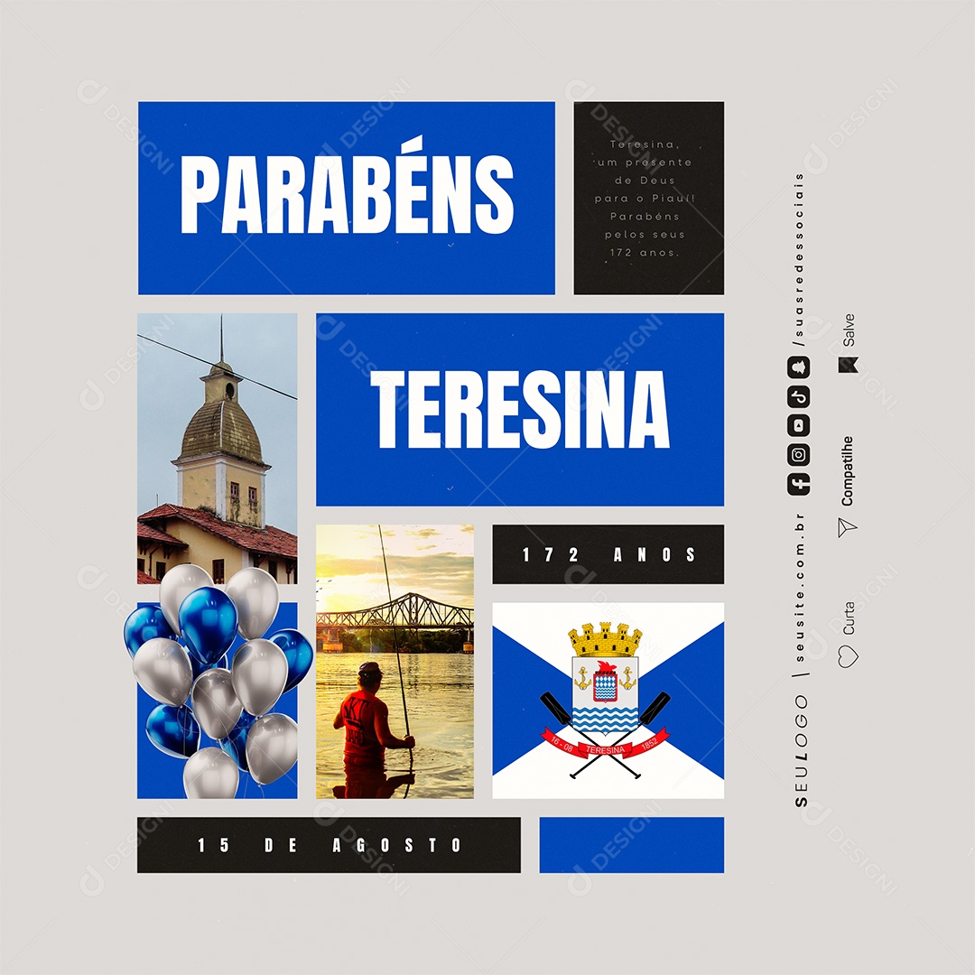 Aniversario Parabéns Teresina Social Media PSD Editável
