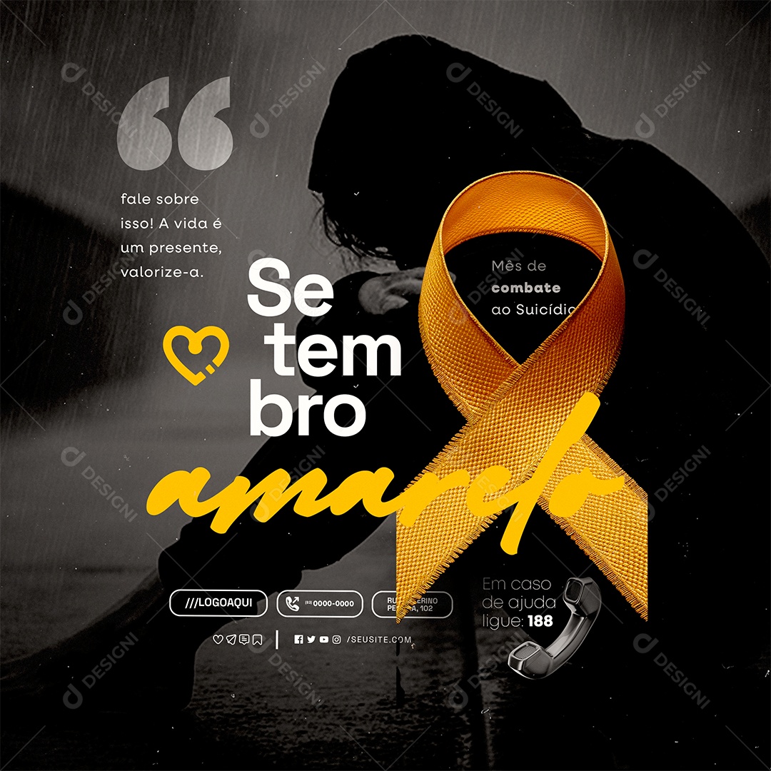 Setembro Amarelo A Vida é Um Presente Social Media PSD Editável