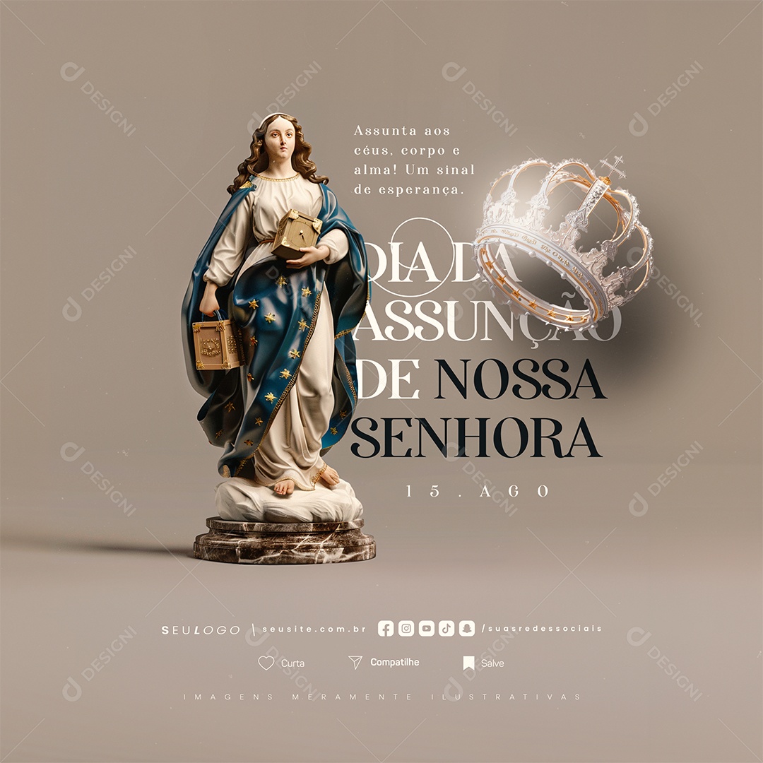 Dia da Assunção de Nossa Senhora 15 de Agosto Social Media PSD Editável