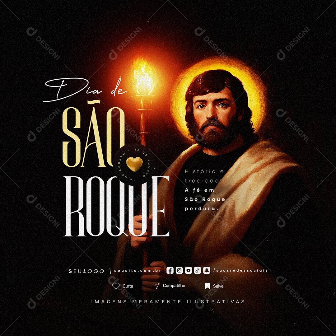 Dia de São Roque 16 de Agosto História e Tradição Social Media PSD Editável