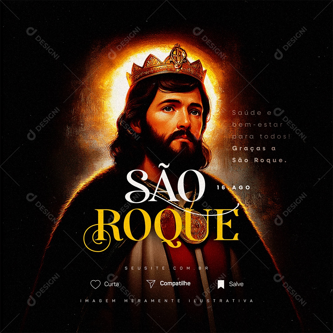 Dia de São Roque 16 de Agosto Saúde Social Media PSD Editável
