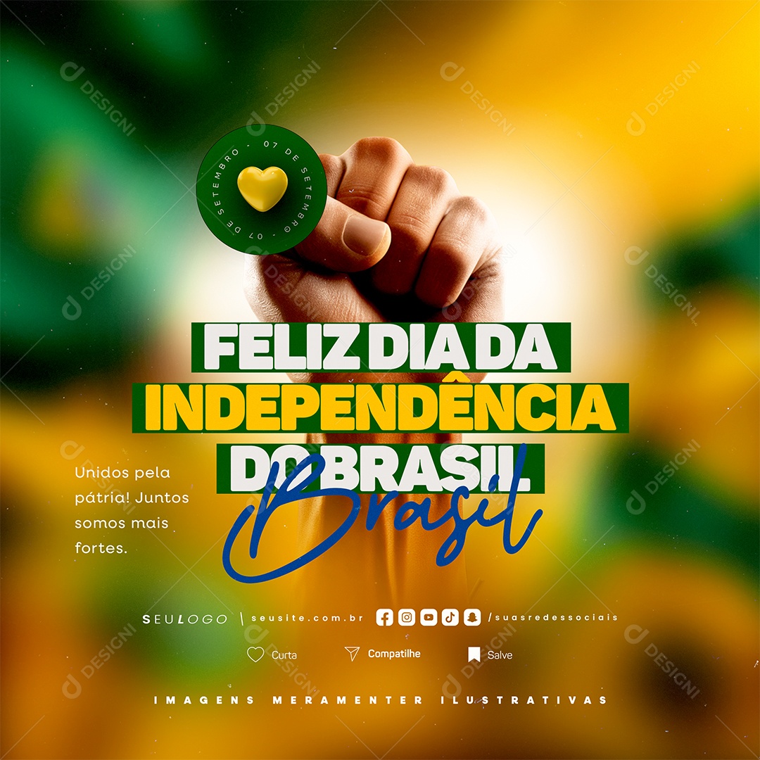 Feliz Dia da Independência do Brasil 07 de Setembro Social Media PSD Editável