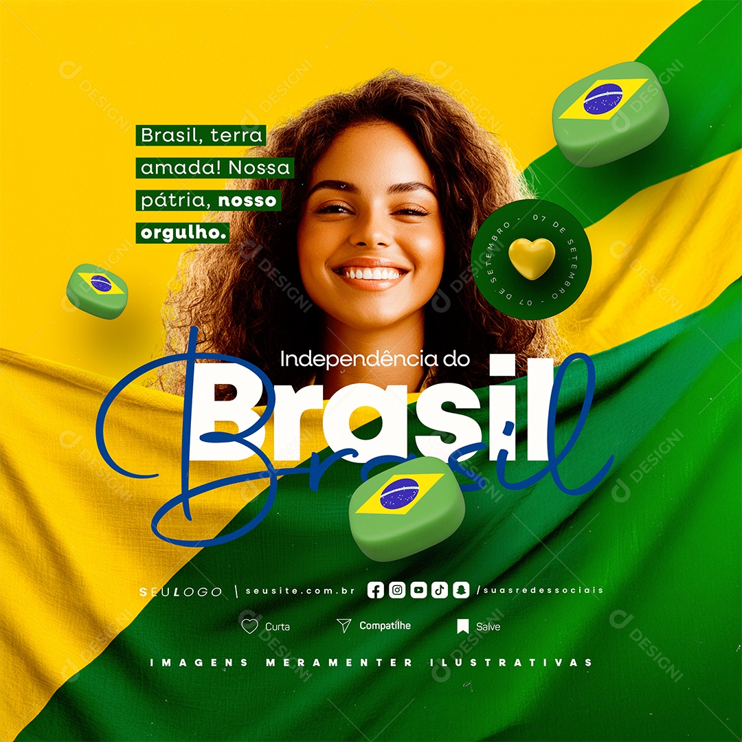 Dia da Independência do Brasil 07 de Setembro Terra Amada Social Media PSD Editável