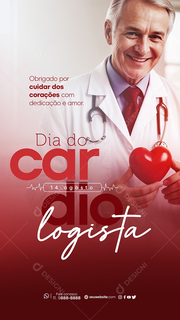 Story Dia do Cardiologista 14 de Agosto Ogrigado Social Media PSD Editável