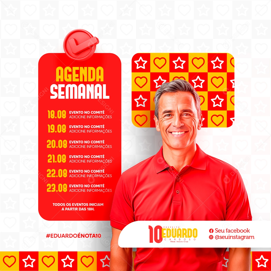 Política Prefeito Eduardo Agenda Semanal Social Media PSD Editável