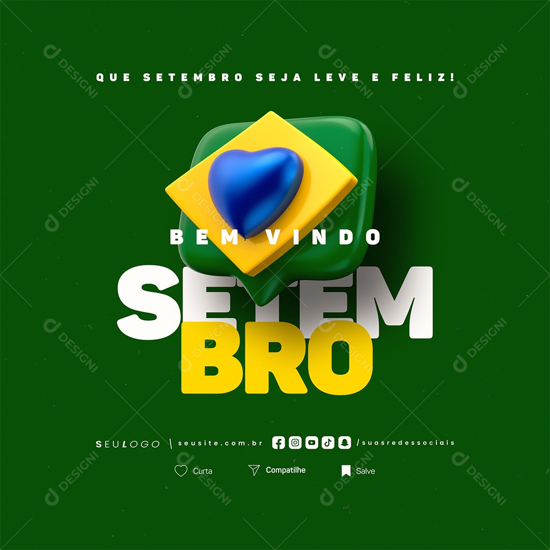 Bem Vindo Setembro Seja Leve e Feliz Social Media PSD Editável