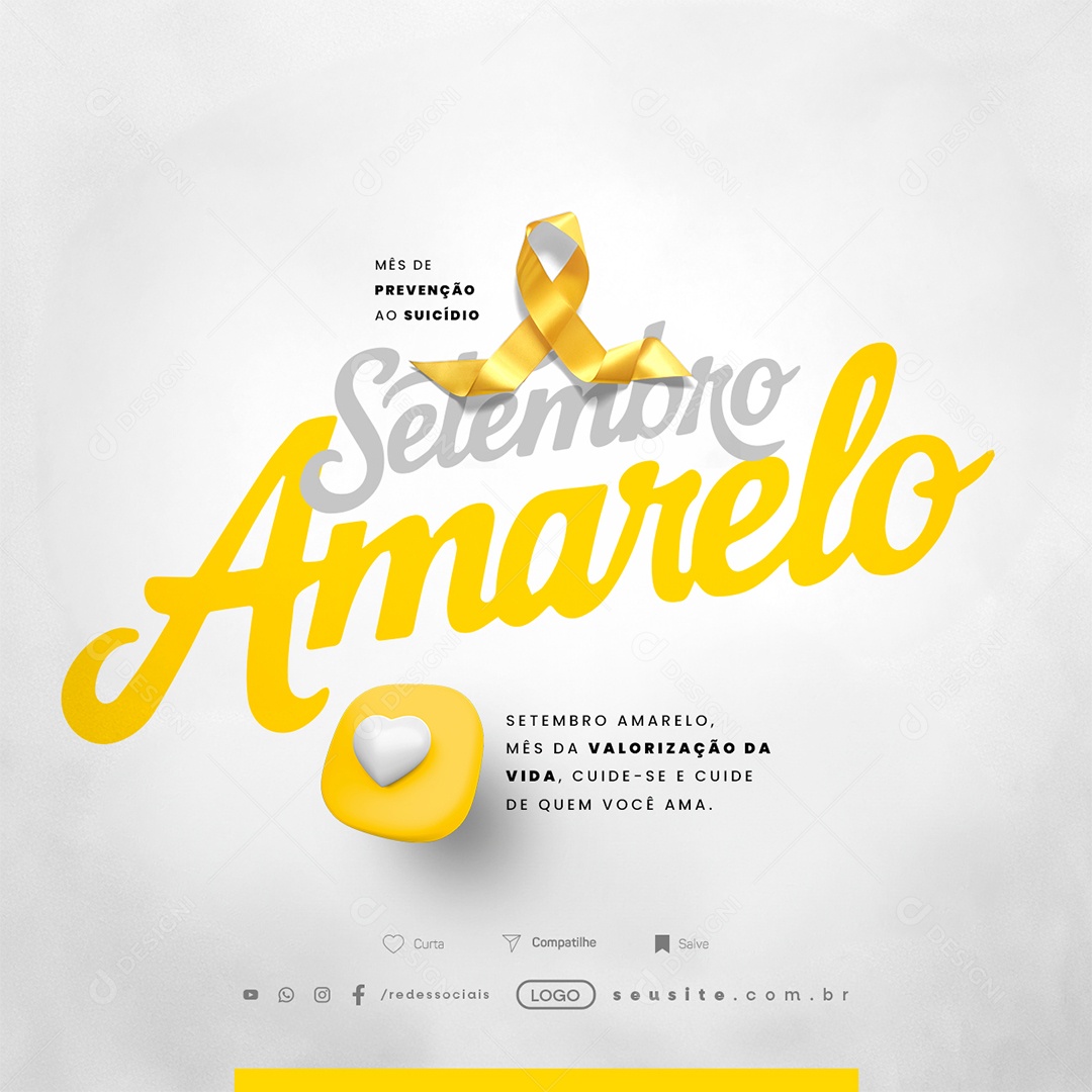 Setembro Amarelo Mês de Valorização da Vida Social Media PSD Editável