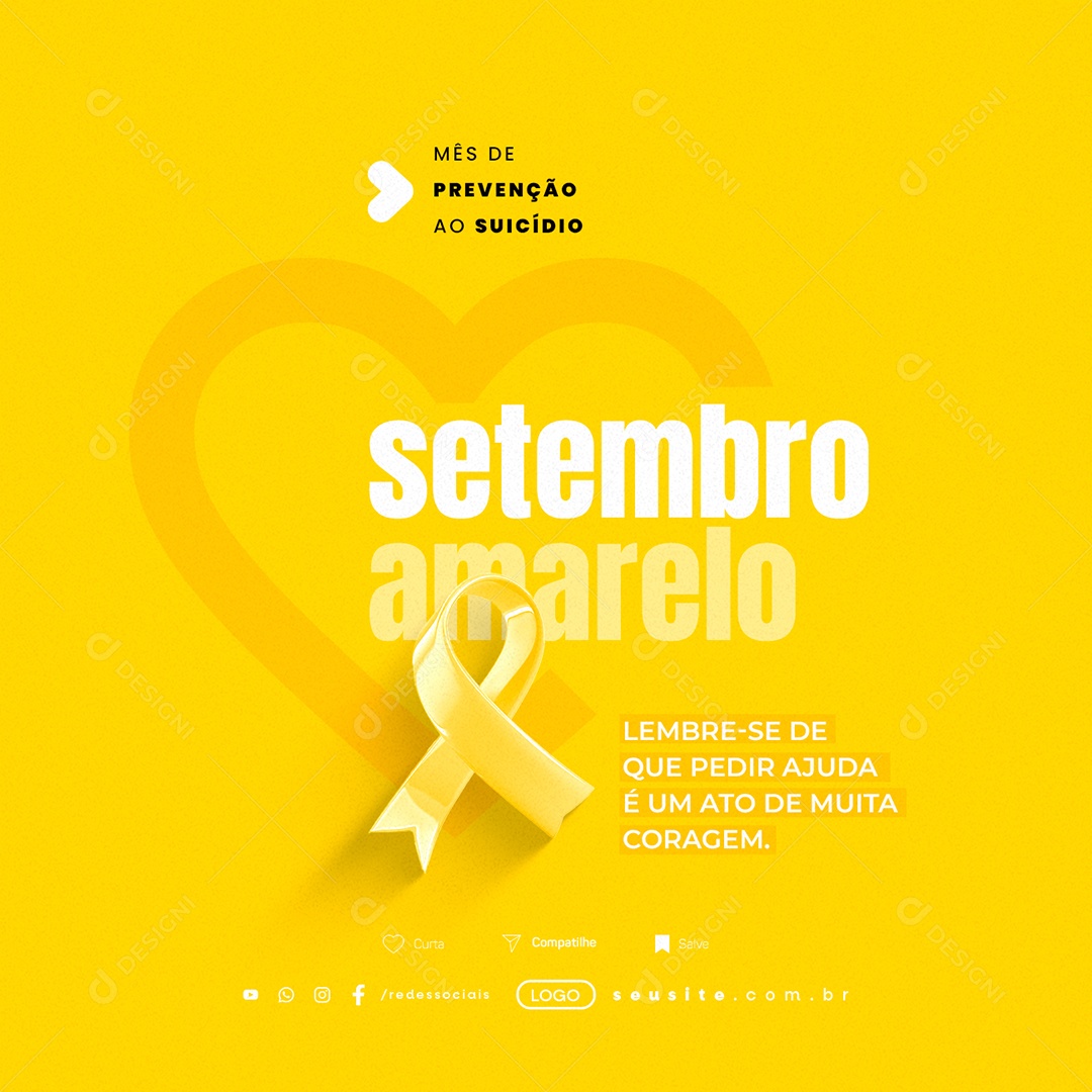 Setembro Amarelo Mês de Prevenção ao Suicídio Social Media PSD Editável