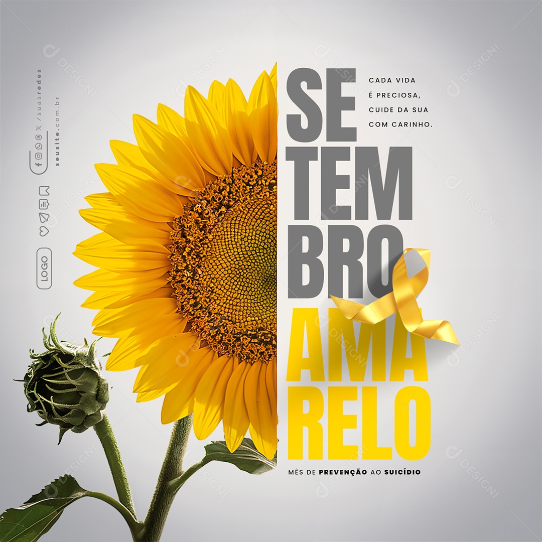 Setembro Amarelo Cada Vida é Preciosa Social Media PSD Editável