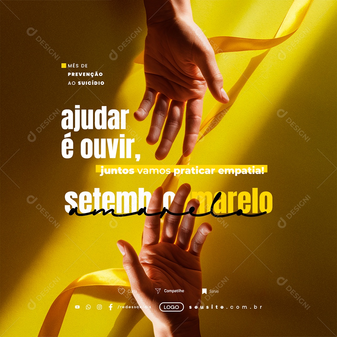 Setembro Amarelo Ajudar é Ouvir Social Media PSD Editável