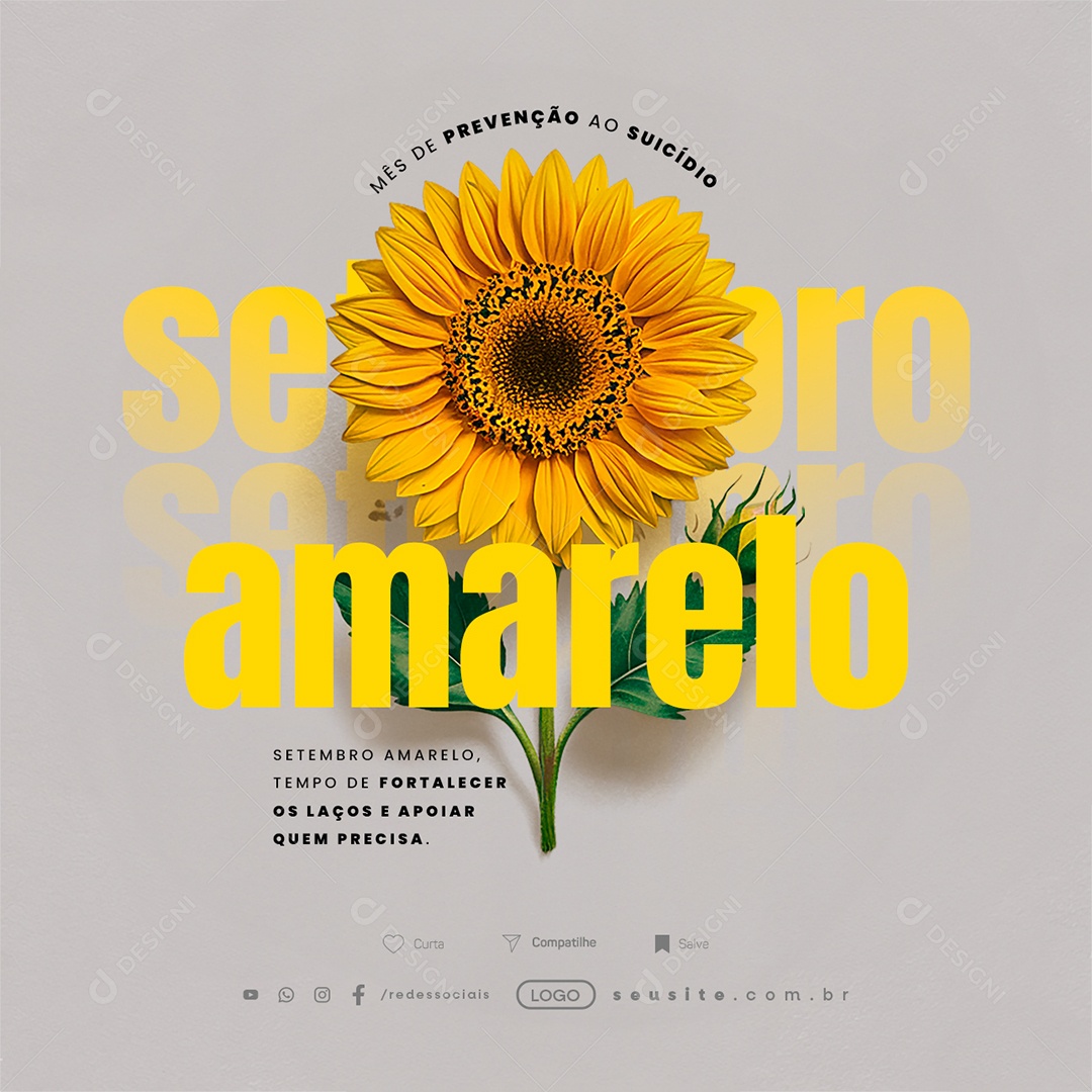 Setembro Amarelo Mês de Prevenção ao Suicídio Social Media PSD Editável