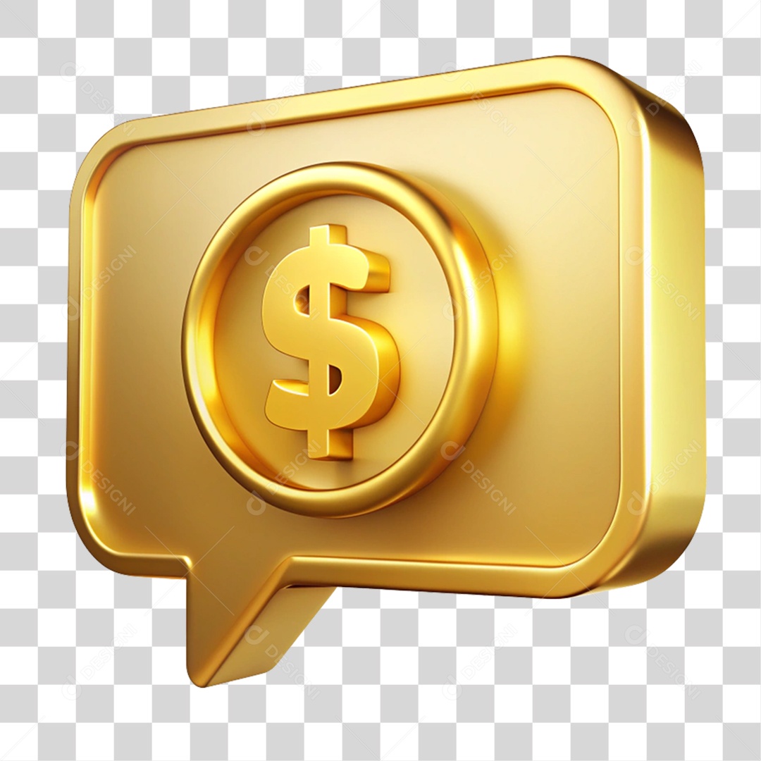 Balão com Cifrão Dourado PNG Transparente