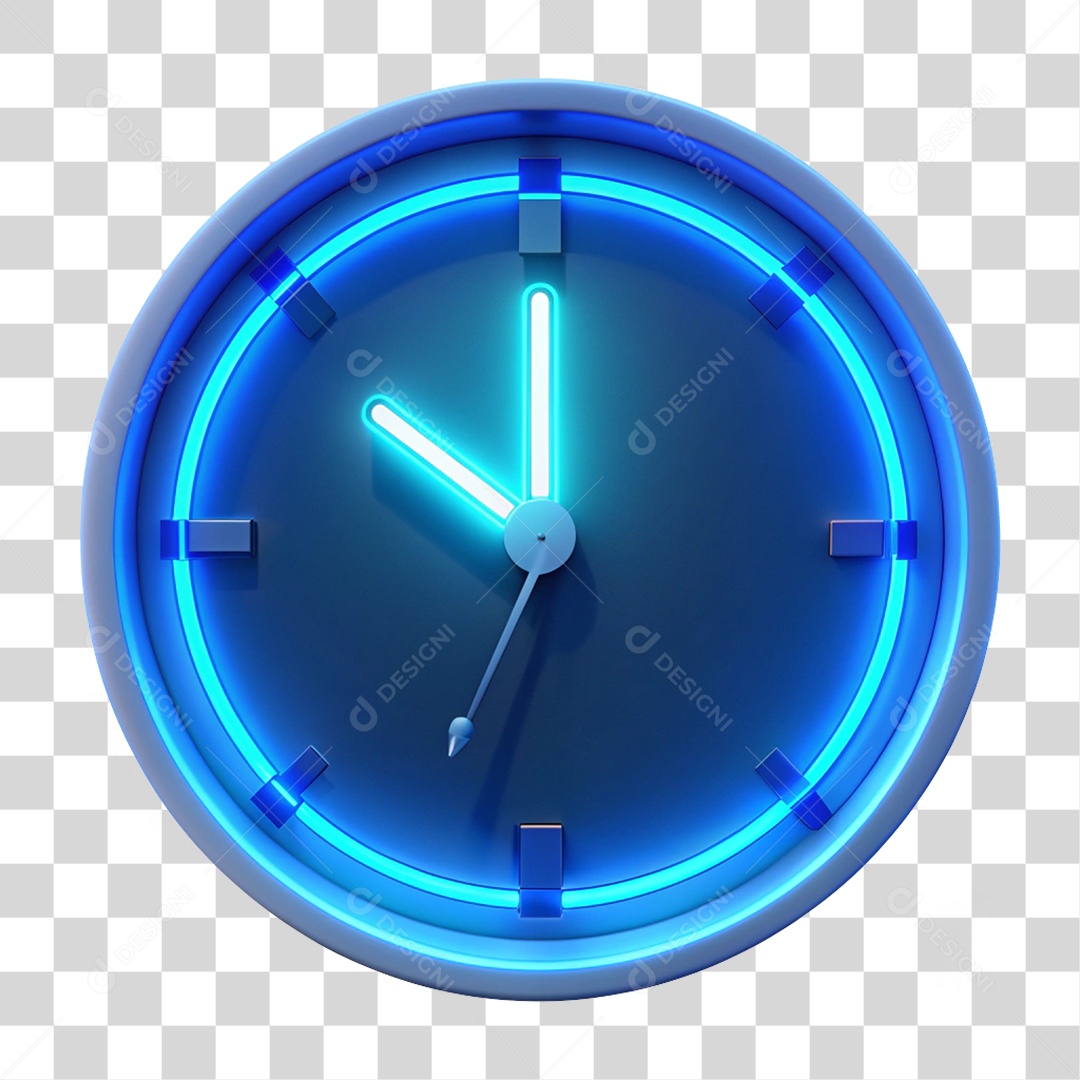 Relógio de Parede com Neon PNG Transparente