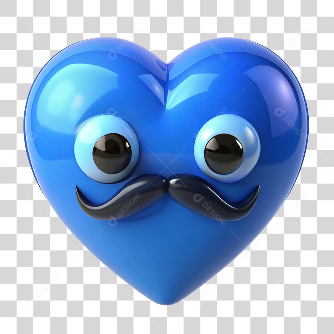Coração com Bigode PNG Transparente