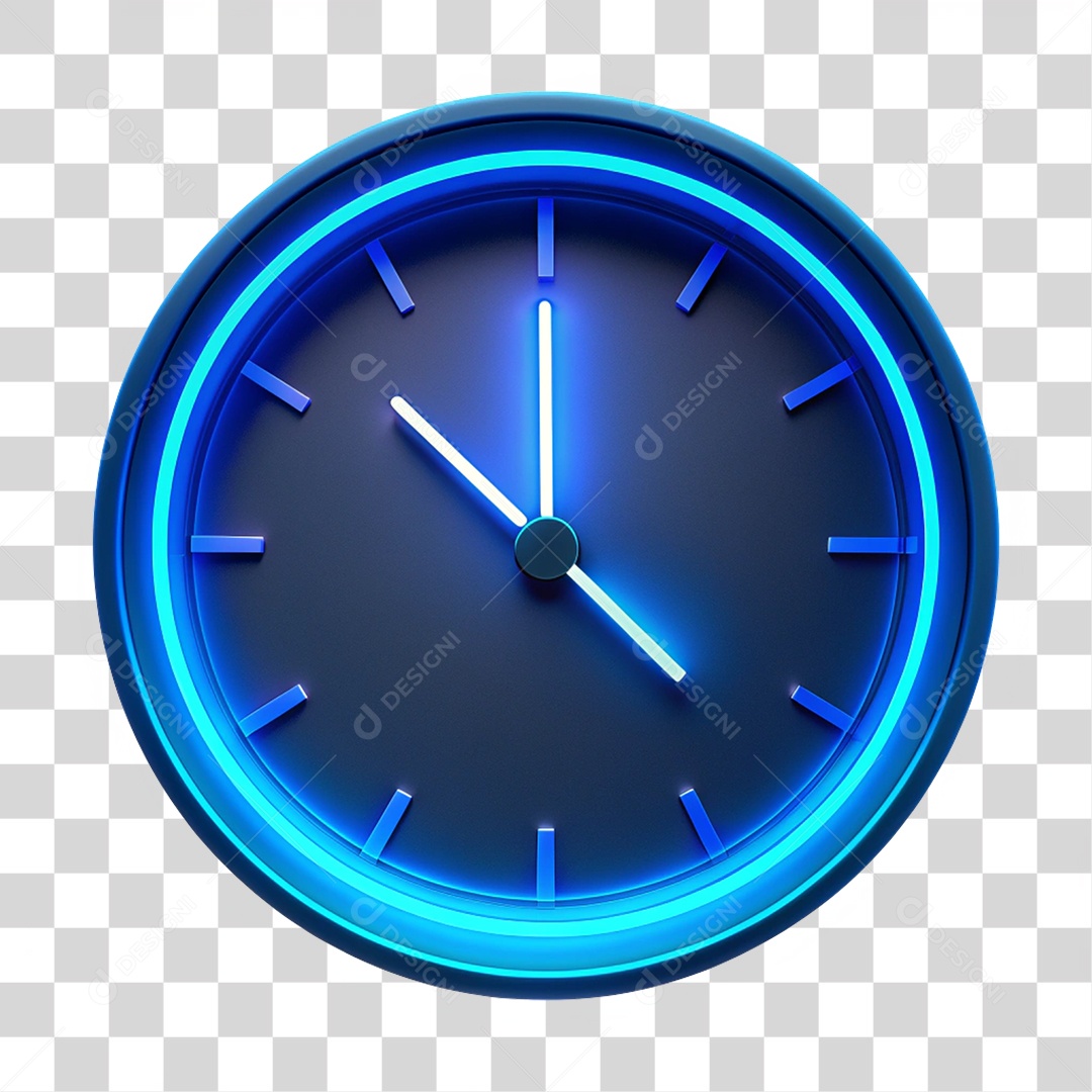 Relógio de Parede com Neon PNG Transparente
