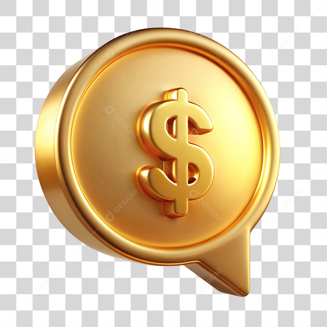 Balão com Cifrão Dourado PNG Transparente