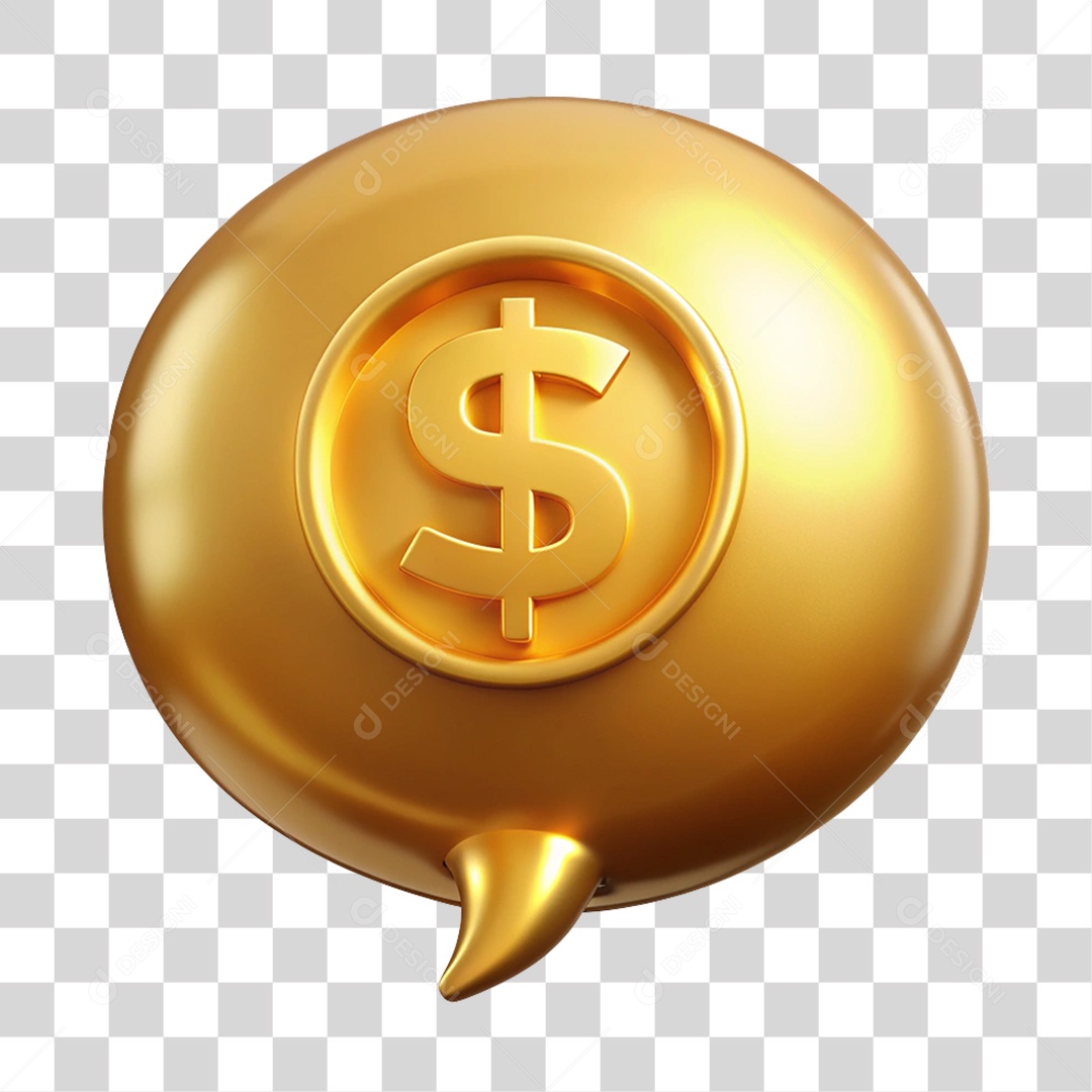 Balão com Cifrão Dourado PNG Transparente