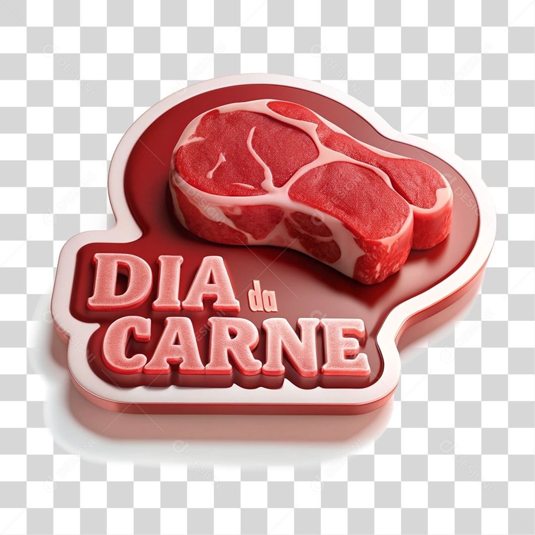 Selo 3D Dia da Carne PNG Transparente