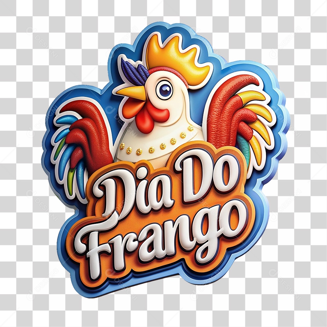 Selo 3D Dia do Frango PNG Transparente