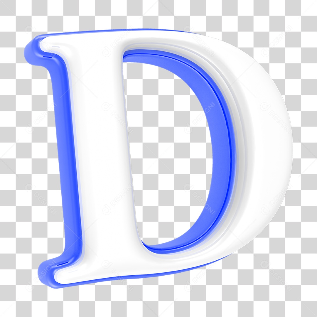 Alfabeto Azul com a Letra D PNG Transparente
