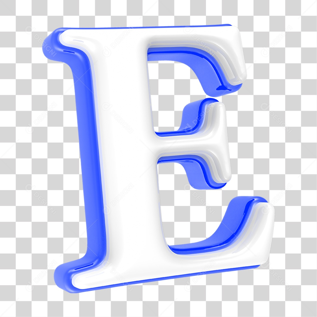 Alfabeto Azul com a Letra E PNG Transparente