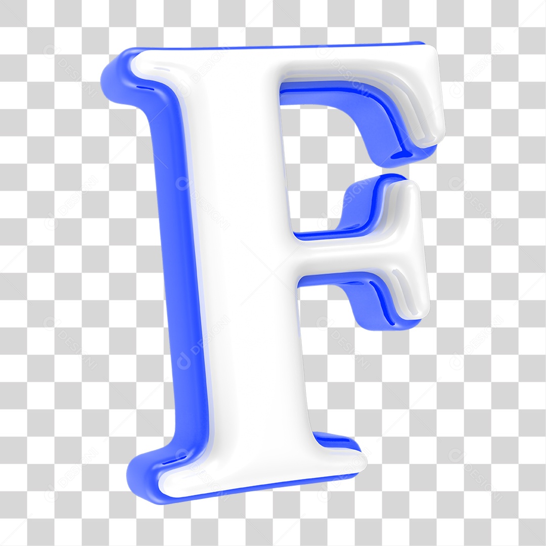 Alfabeto Azul com a Letra F PNG Transparente