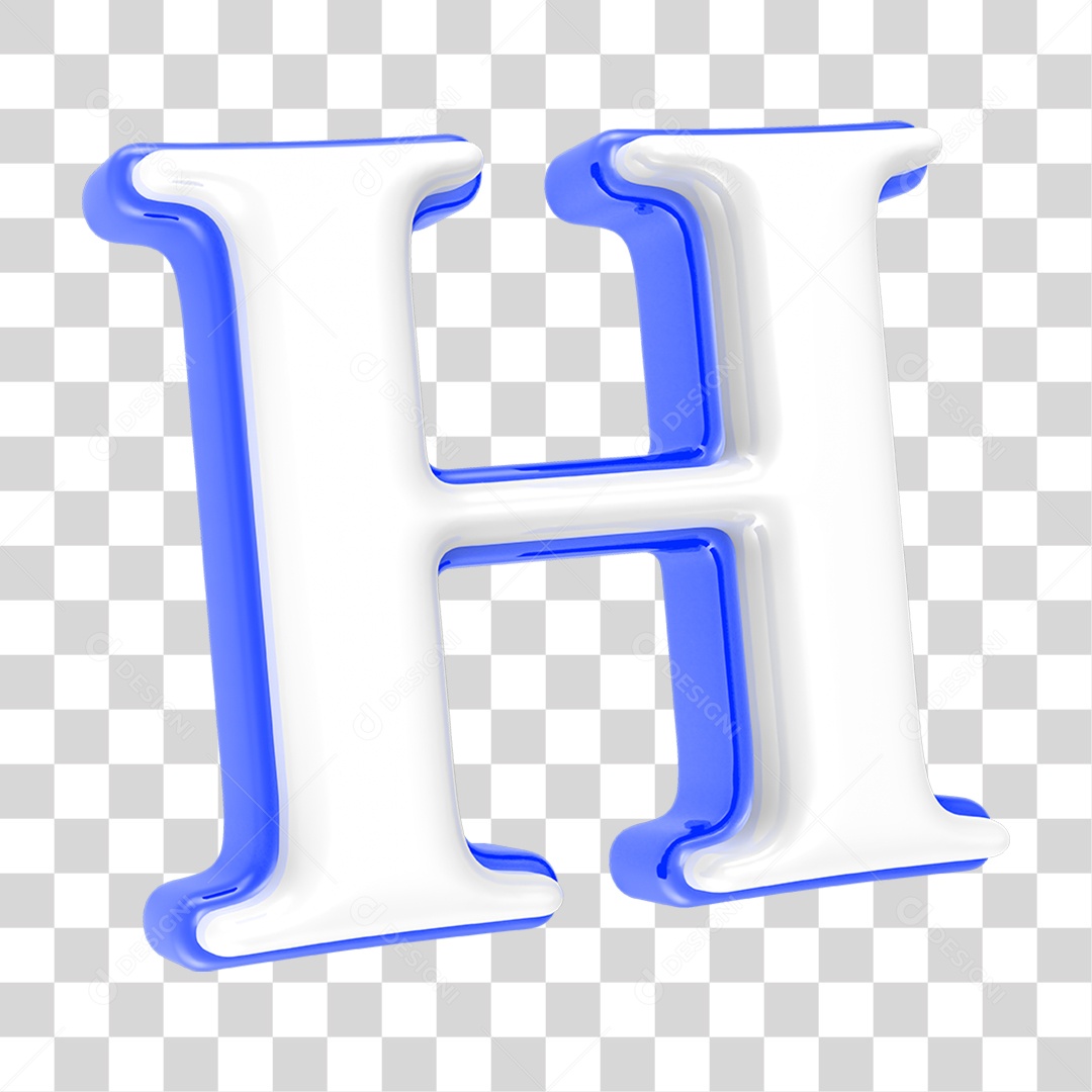Alfabeto Azul com a Letra H PNG Transparente