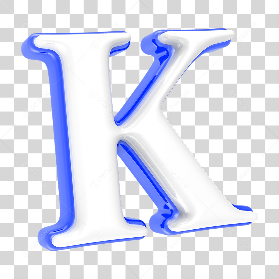 Alfabeto Azul com a Letra K PNG Transparente