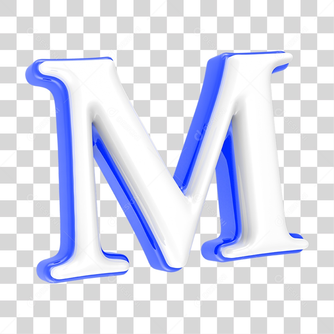 Alfabeto Azul com a Letra M PNG Transparente