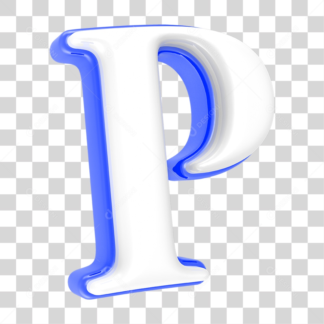 Alfabeto Azul com a Letra P PNG Transparente
