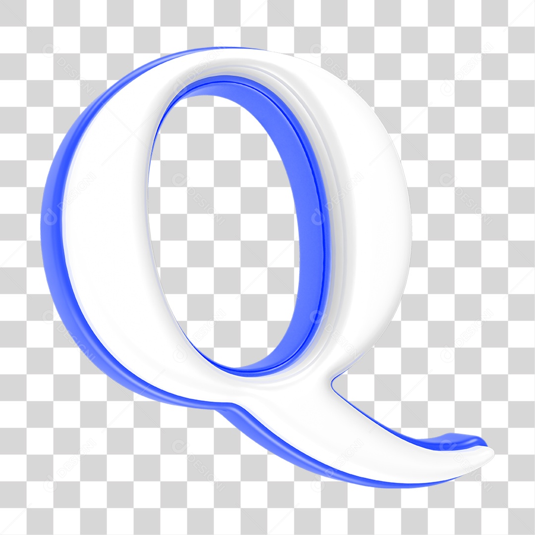 Alfabeto Azul com a Letra Q PNG Transparente